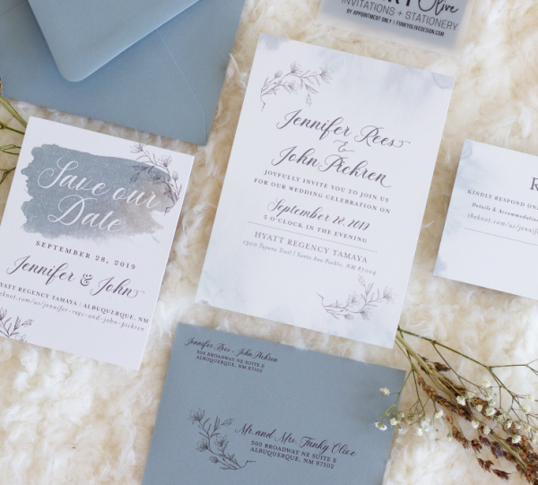 Undangan Penikahan Sederhana Dusty Blue